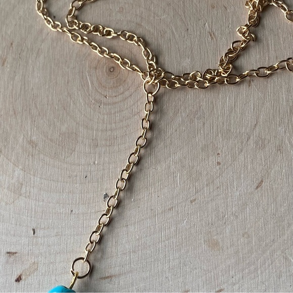 Gorgeous, Dainty Genuine Arizona Turquoise & Gold Plated Slave Bracelet - Picture 6 of 11